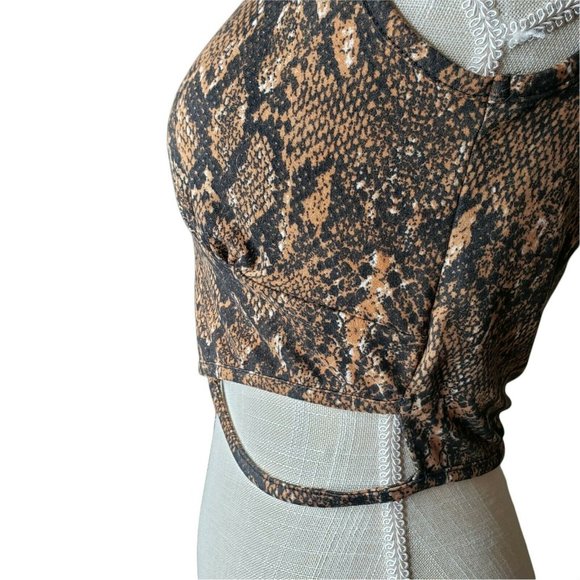 Women Python M Two Piece Set Bodycon Sleeveless Crop Top&Mini Skirt Set - Picture 7 of 8